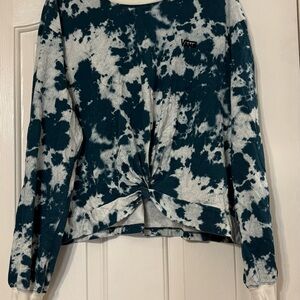 Vans Women's Teal and White Tie-Dye Long Sleeve Top